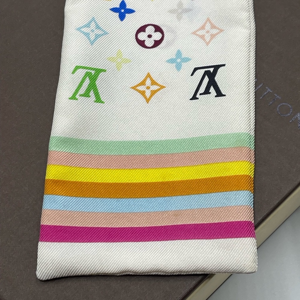 Louis Vuitton x Takashi Murakami Multicolor Y2K Bandeau Neckerchief Scarf Wrap - Picture 9 of 13